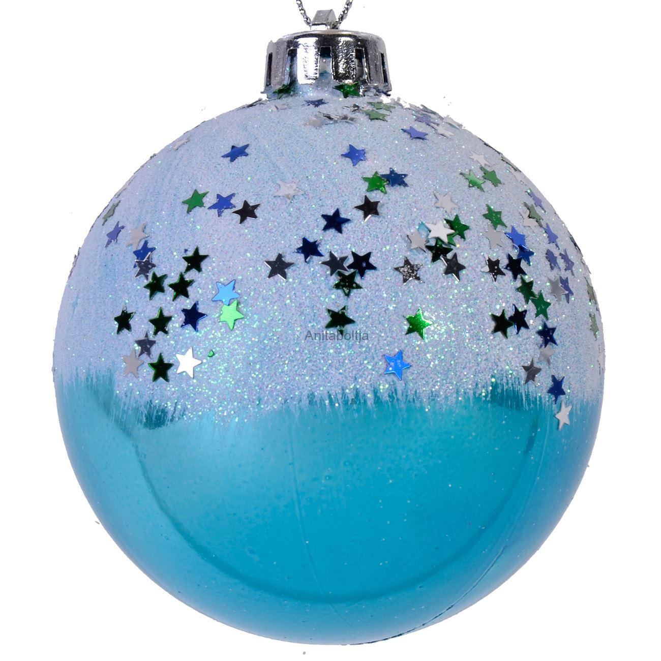 6 db-os gömb karácsonyfadísz kék 8 cm 