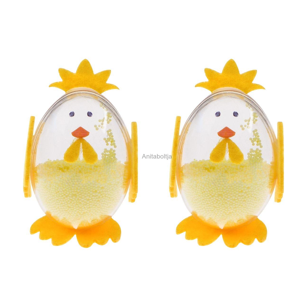 Húsvéti dekoratív tojás 3D szelet sárga átlátszó 7,5 cm - 2 db.