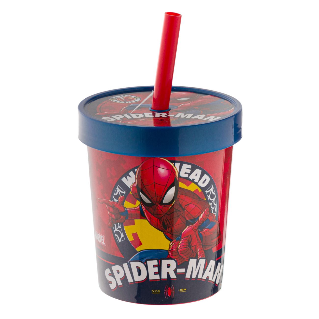 Szívószálas pohár SPIDERMAN 560 ml