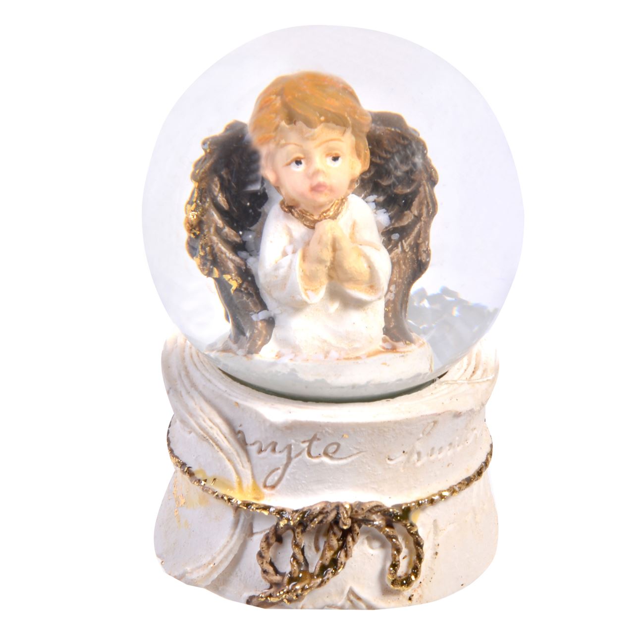 Karácsonyi dekoratív hógömb angyal 6 cm