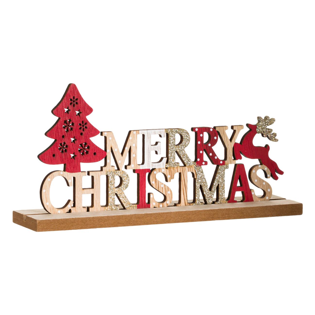 Karácsonyi díszítő jel Fa boldog karácsonyi rénszarvas 21x5x11 cm