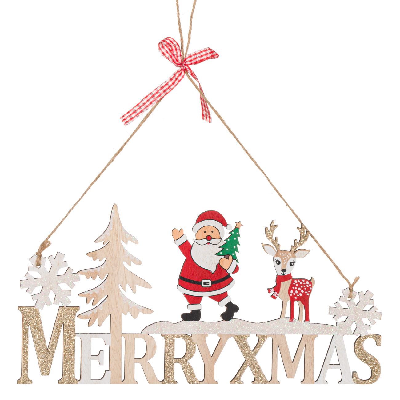 Karácsonyi díszítő jel Mikulás csillogás Boldog karácsonyt 30 cm