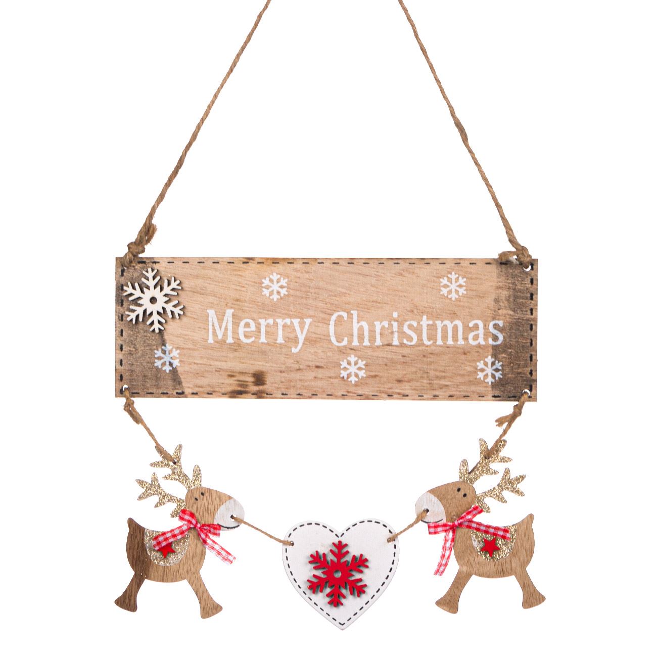 Karácsonyi dekorációs jel Rénszarvas szív 22 cm