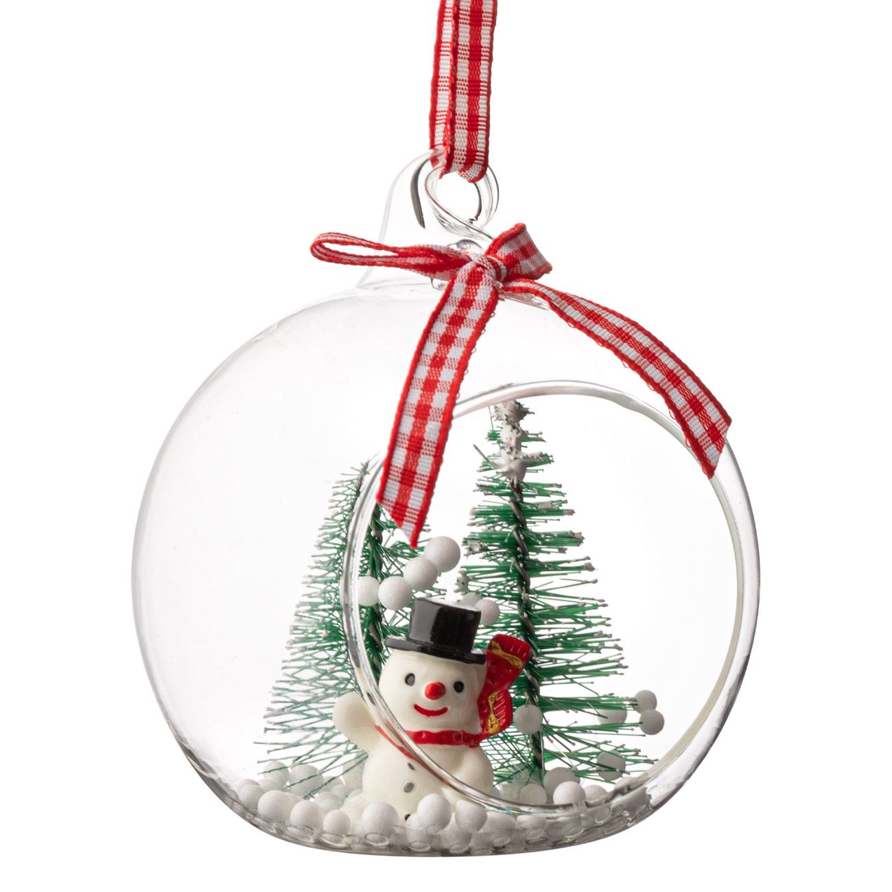 Karácsonyi Gömb Üveg Átlátszó Hóember 8 cm