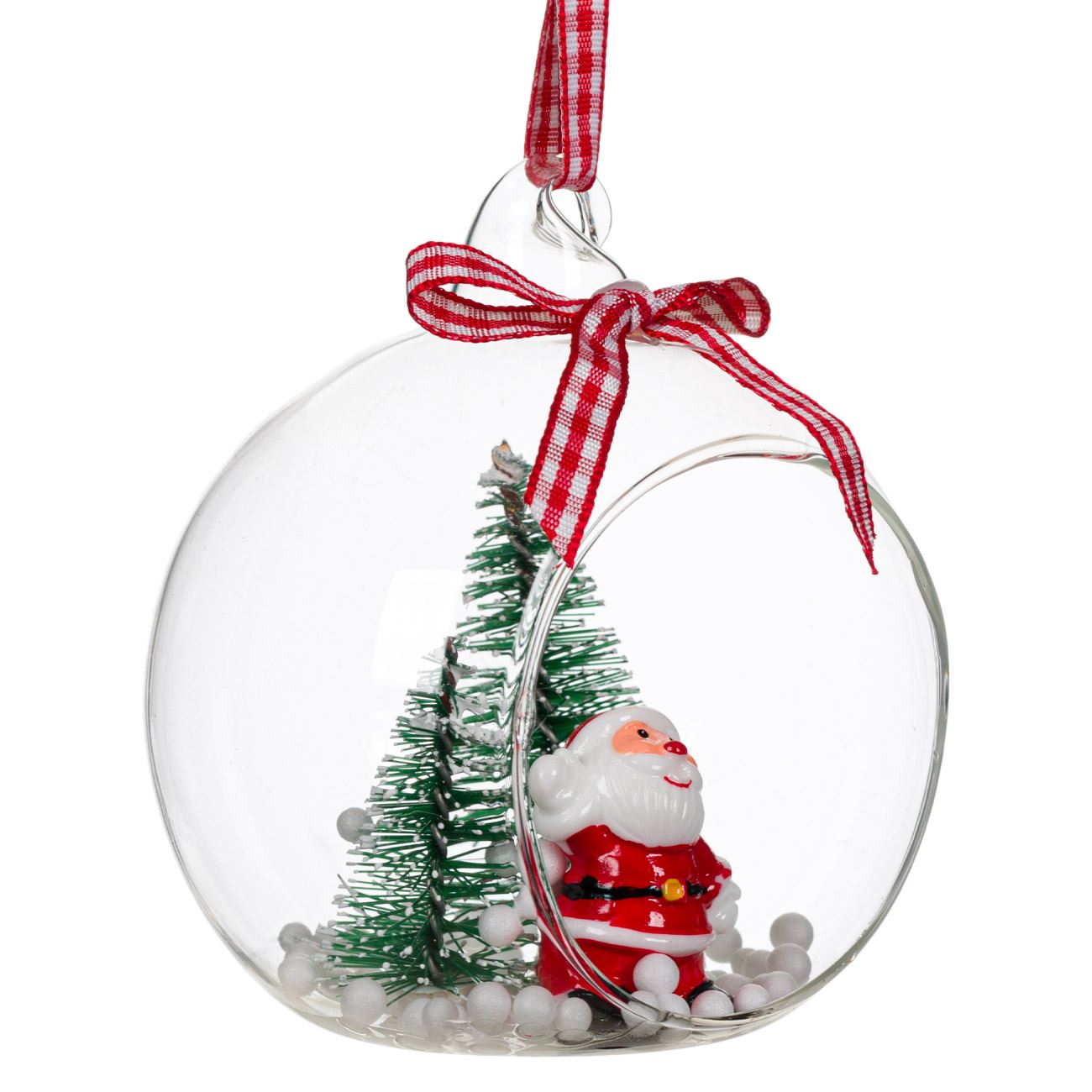 Karácsonyi Gömb Üveg Átlátszó Mikulás 8 cm
