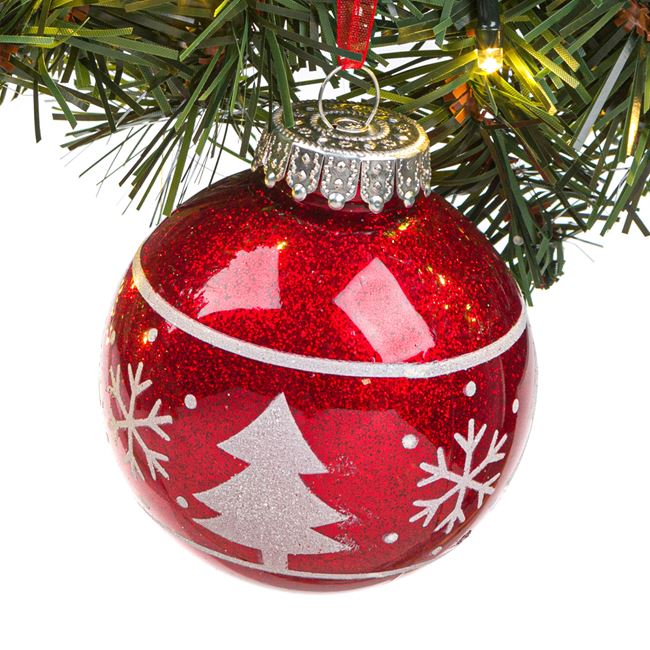 Piros fenyőfáj karácsonyfa gömb dísz 8 cm 