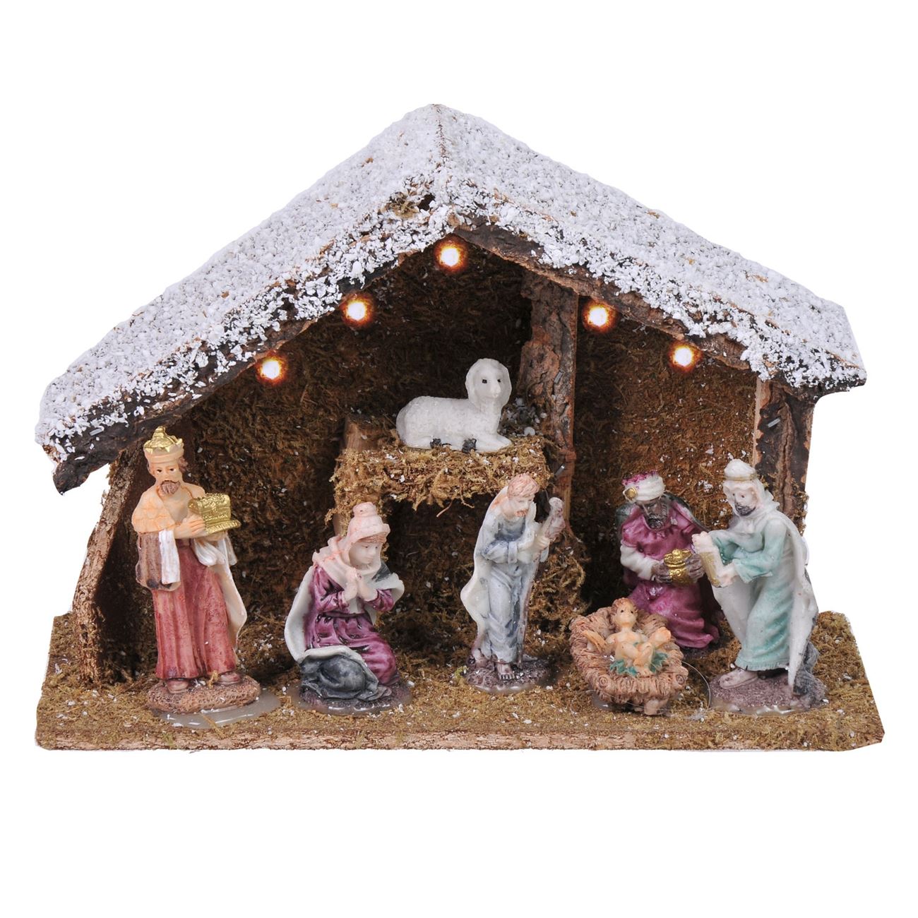 Karácsonyi Betlehem 5 LED-del 26x10,5x18 cm - 7  figurával