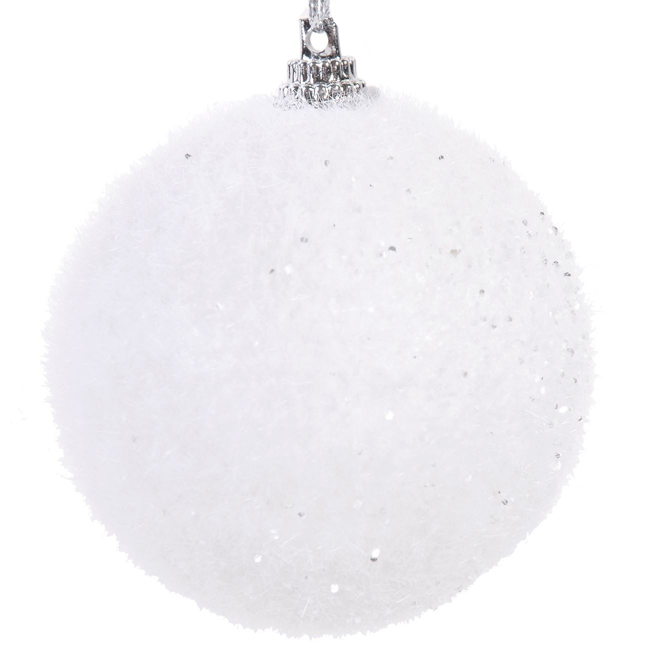 Fehér irizáló karácsonyi gömb készlet 7 cm - 6 db.