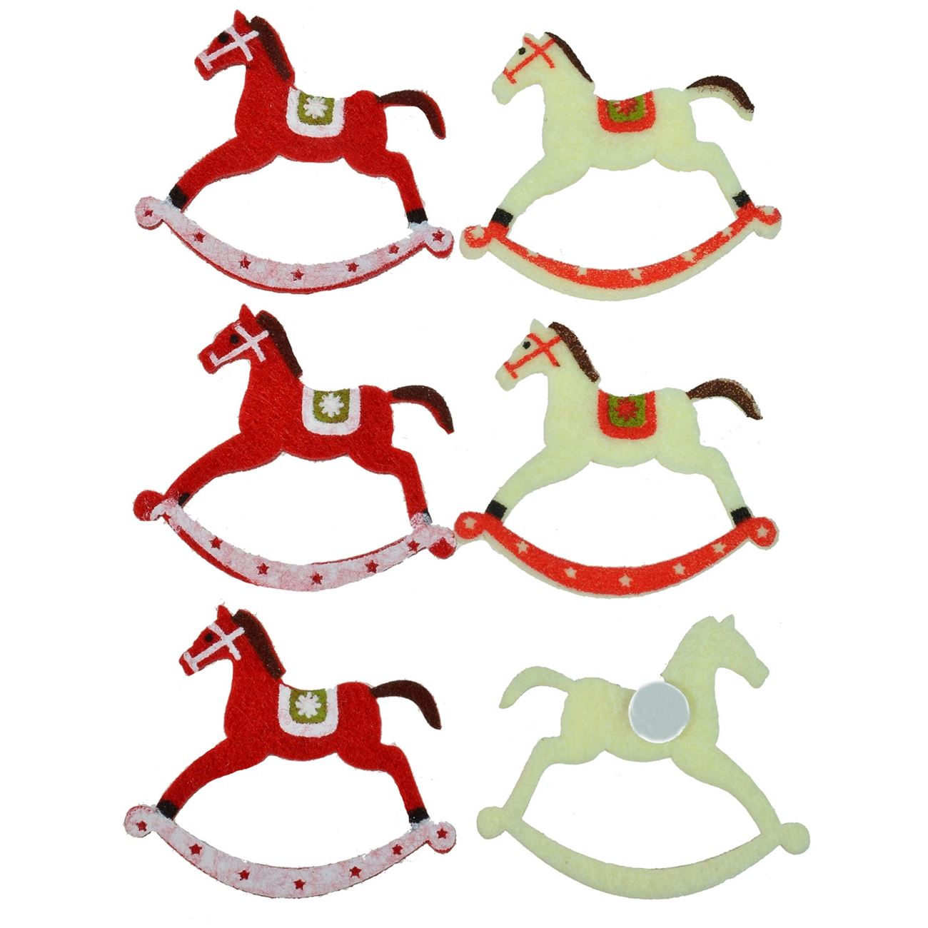 Karácsonyi matricák dekoratív filc lovak 4 cm - 6 db.