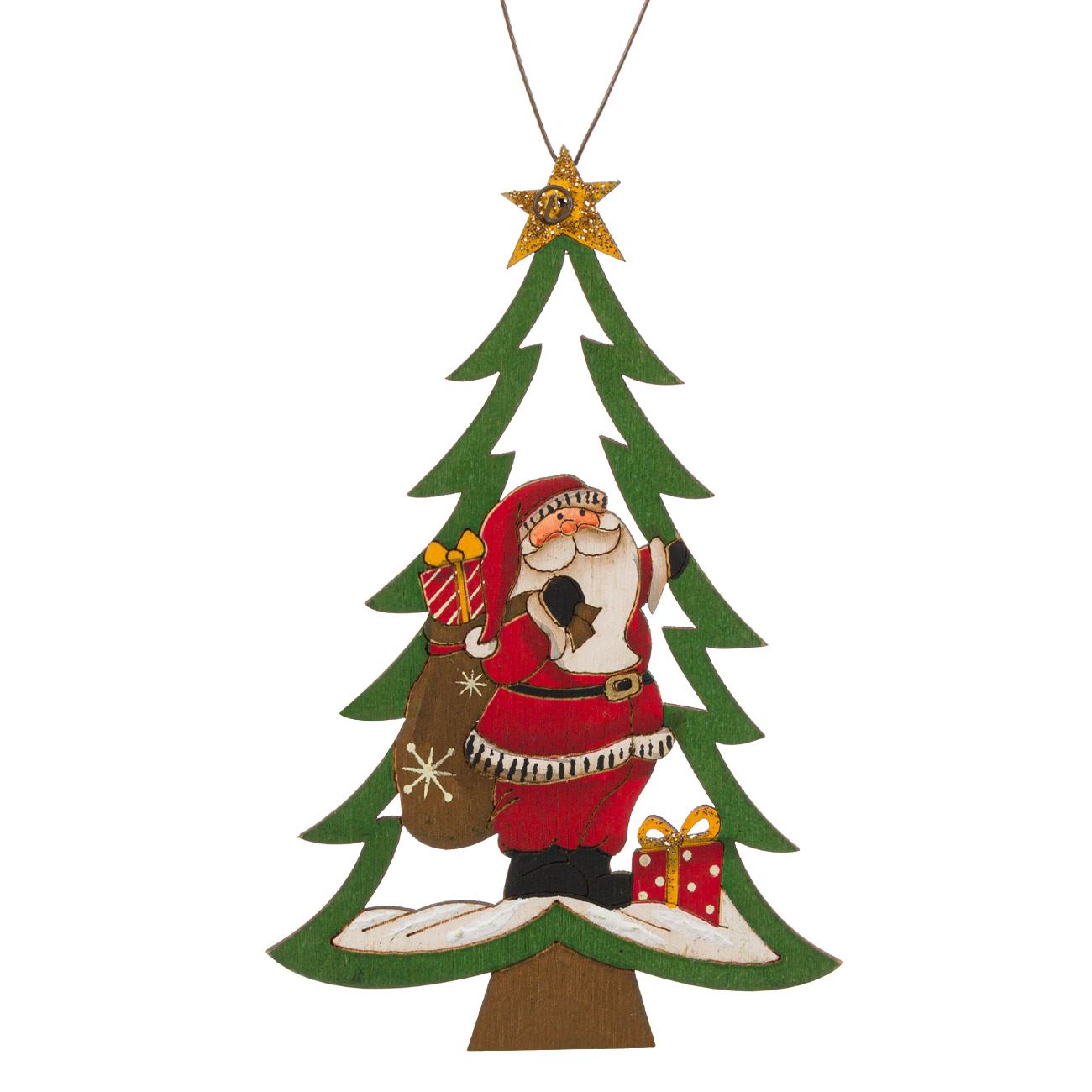 Karácsonyfa dísz Vintage fa fenyő Mikulás 13 cm