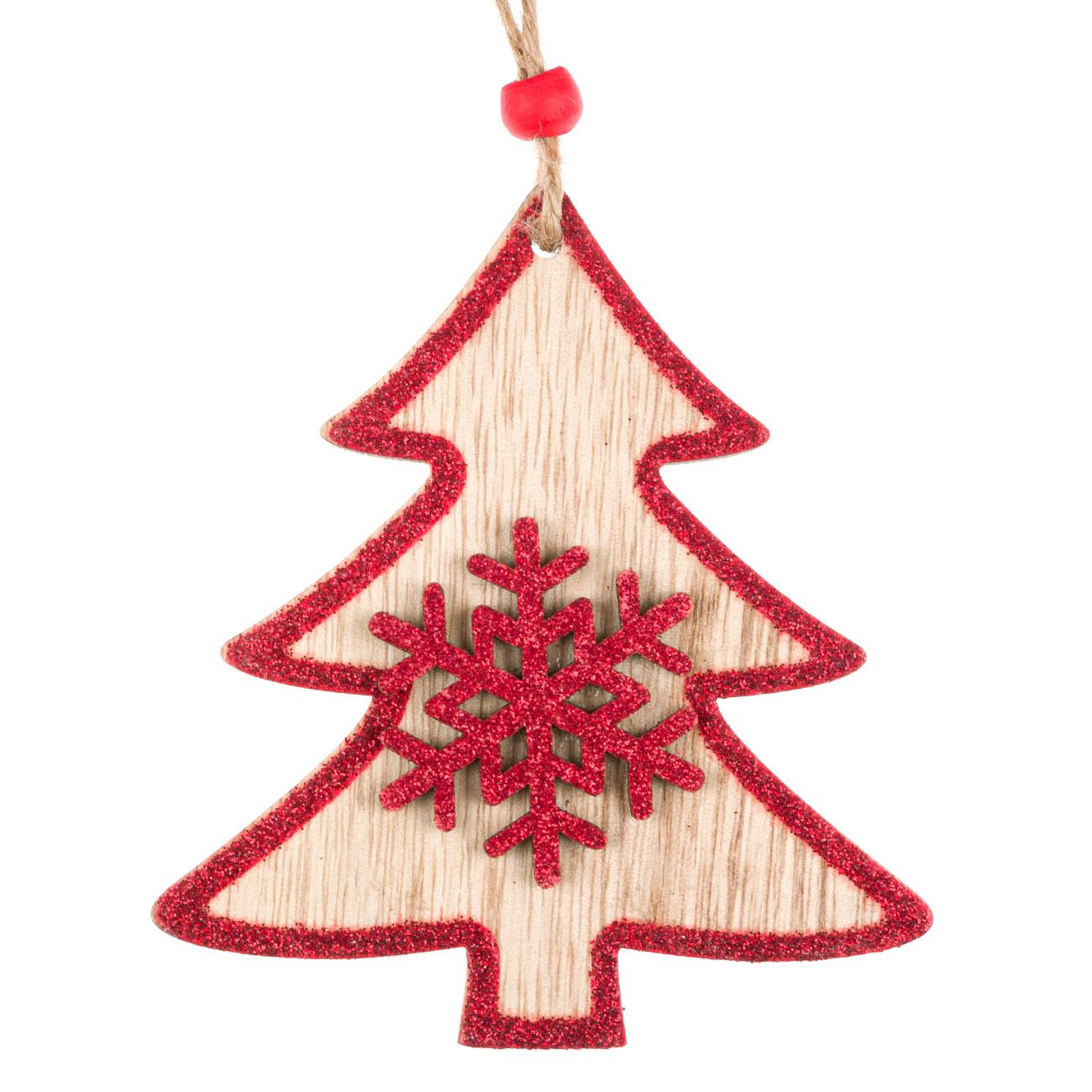 Karácsonyfa dísz Fa fenyő Red Glitter 10,5 cm