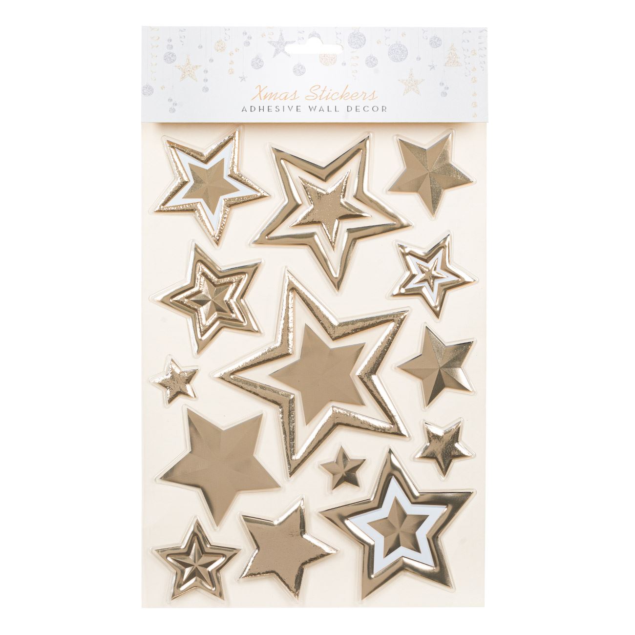 Karácsonyi matricák Dekoratív csillagok pezsgő 21x30 cm