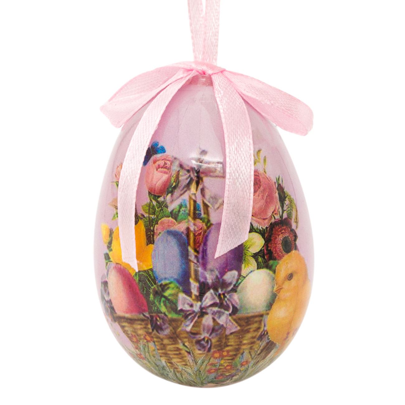 Dekoratív húsvéti tojás festett színes tojás kosárban 7.5cm
