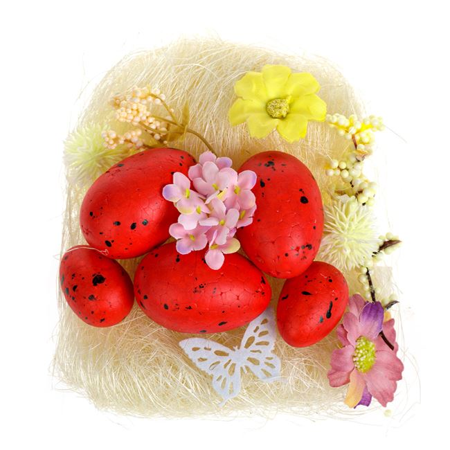Piros dekoratív húsvéti tojás díszítőszettel - 5db
