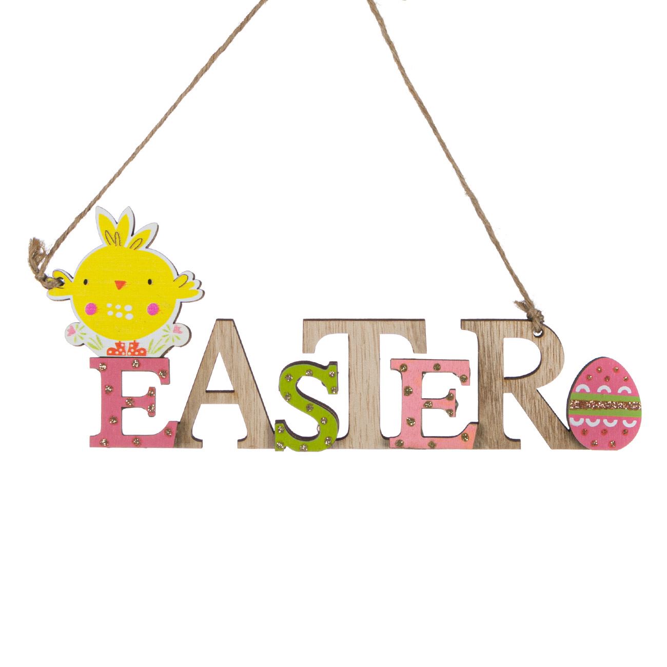 Húsvéti lógó fa dekoratív tábla Egg Glitter húsvéti 22x19 cm