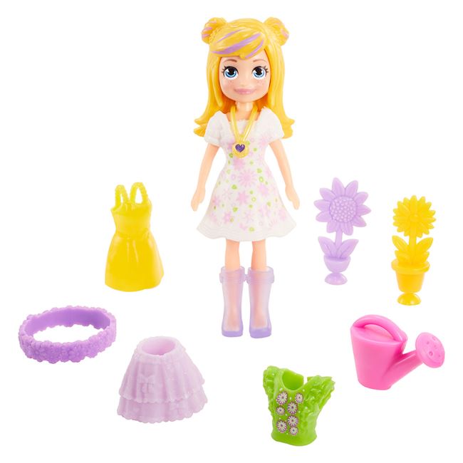 POLLY POCKET baba ruhákkal és kertész kiegészítőkkel - Mattel