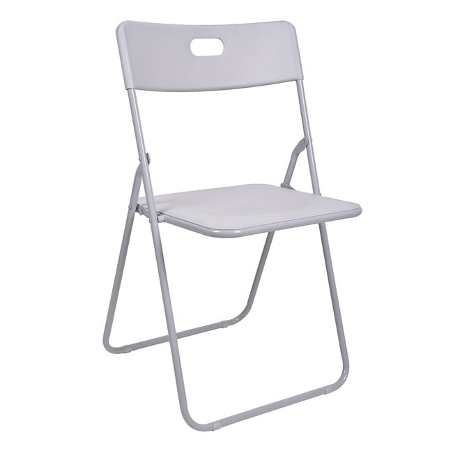 Összecsukható fém PVC szék szürke 46.5x39x81cm