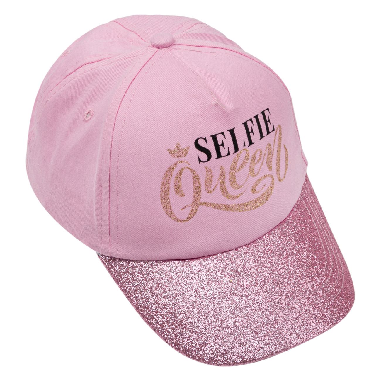 Csillogó rózsaszín baseball sapka "Selfie Queen"