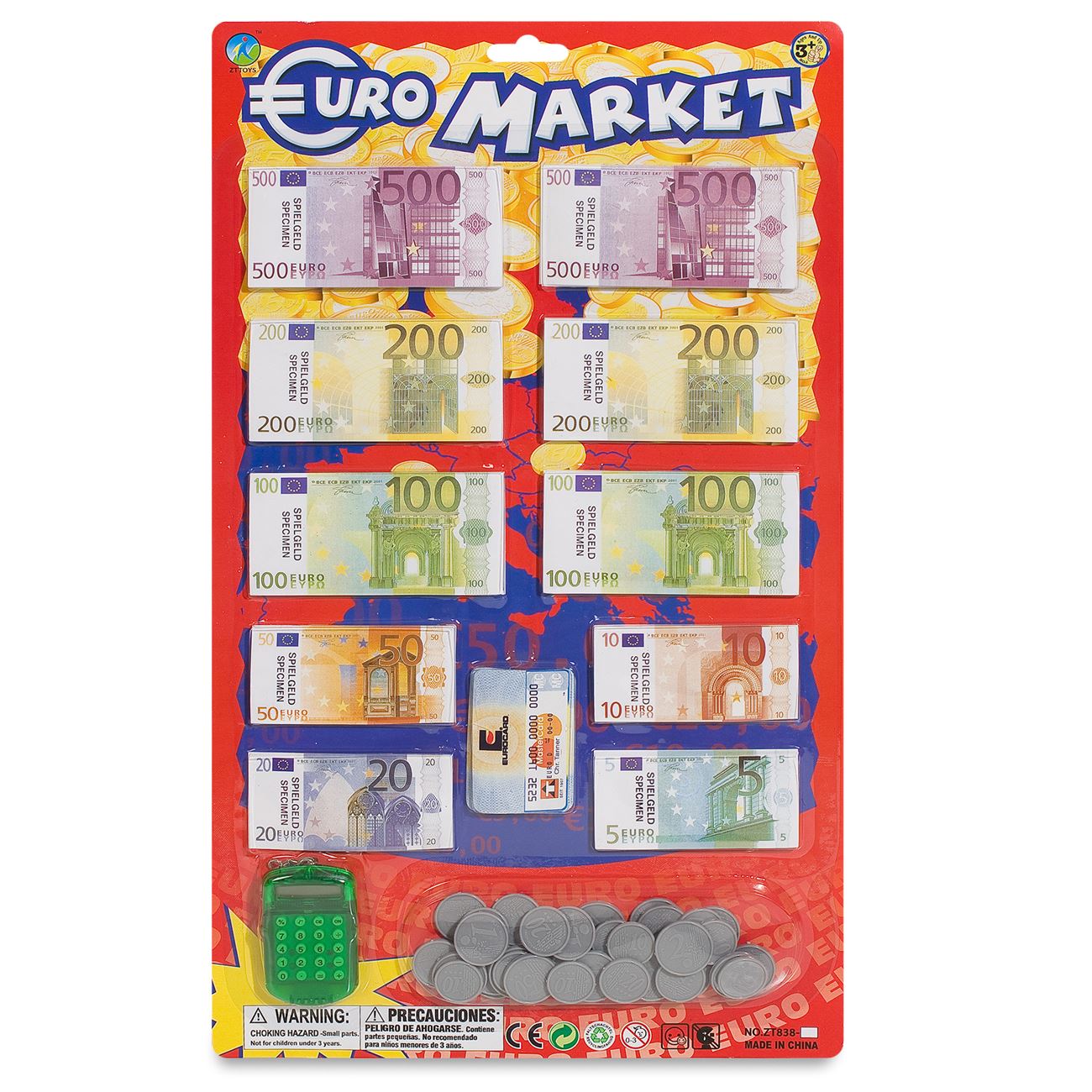 Játék Euro-bankjegyek és -érmék számítógéppel