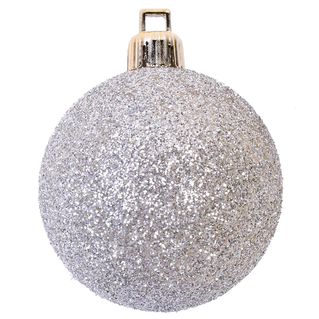 Ezüst csillogó karácsonyfa dísz gömb 5 cm - 12 db