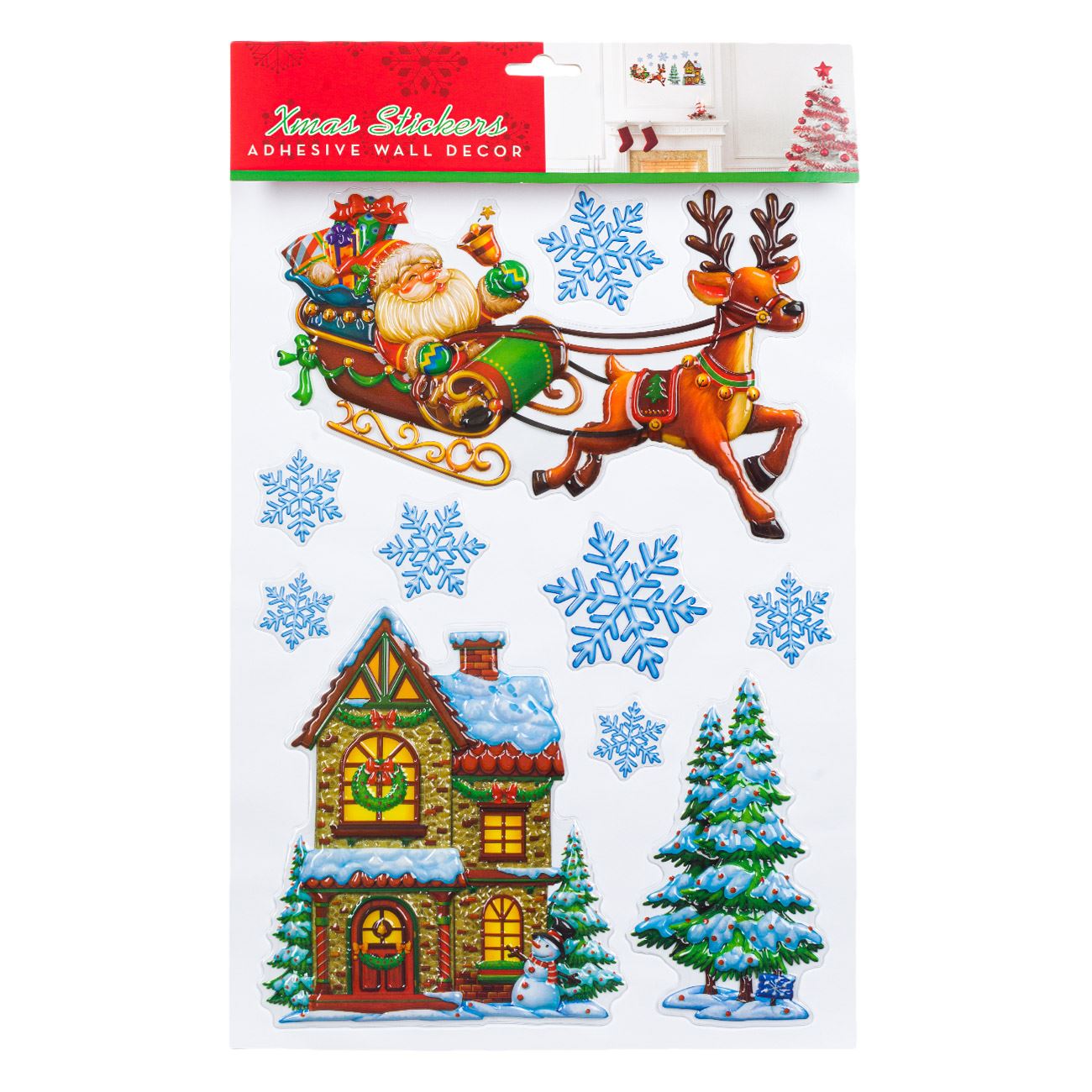 Karácsonyi matrica Dekoratív színes házikó 29x41 cm