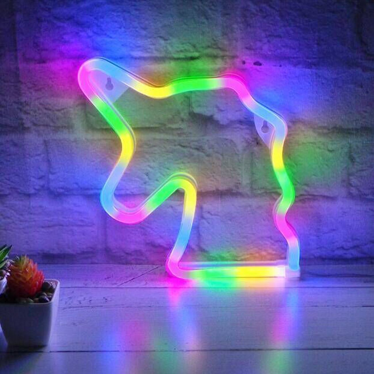 LED Neon Unicorn Fény színes, USB 22x22cm