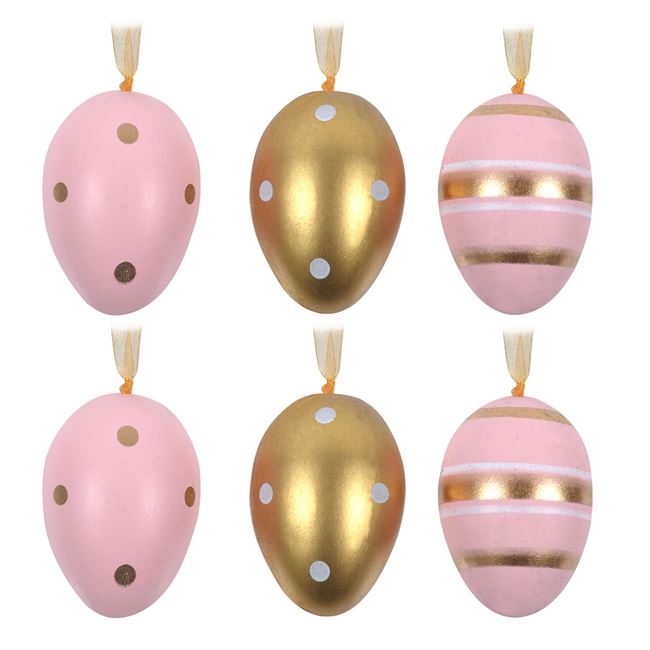 Húsvéti dekoratív függő tojás fóliával 5cm - 6 db