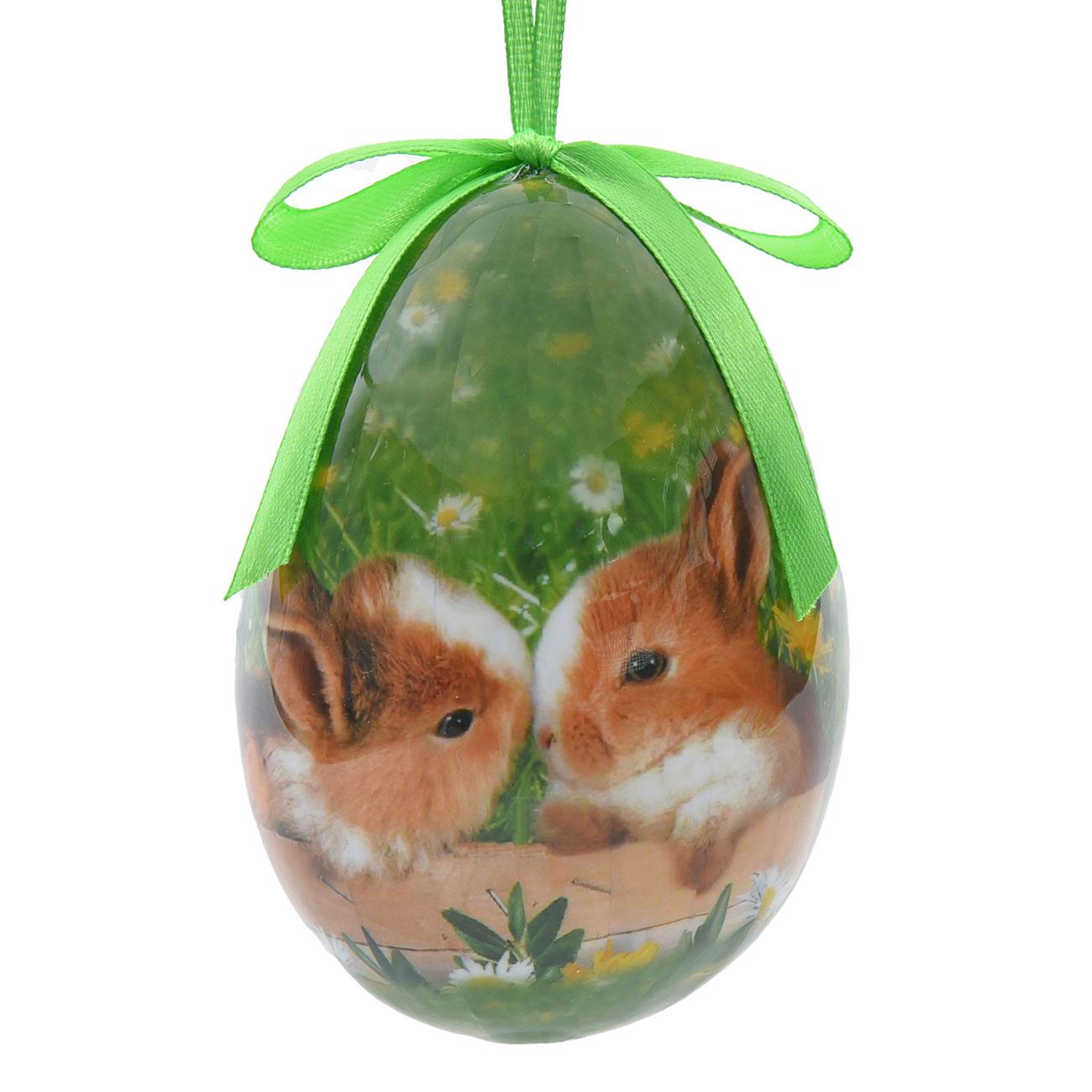 Húsvéti dekoratív tojás nyuszik a fűben 10cm