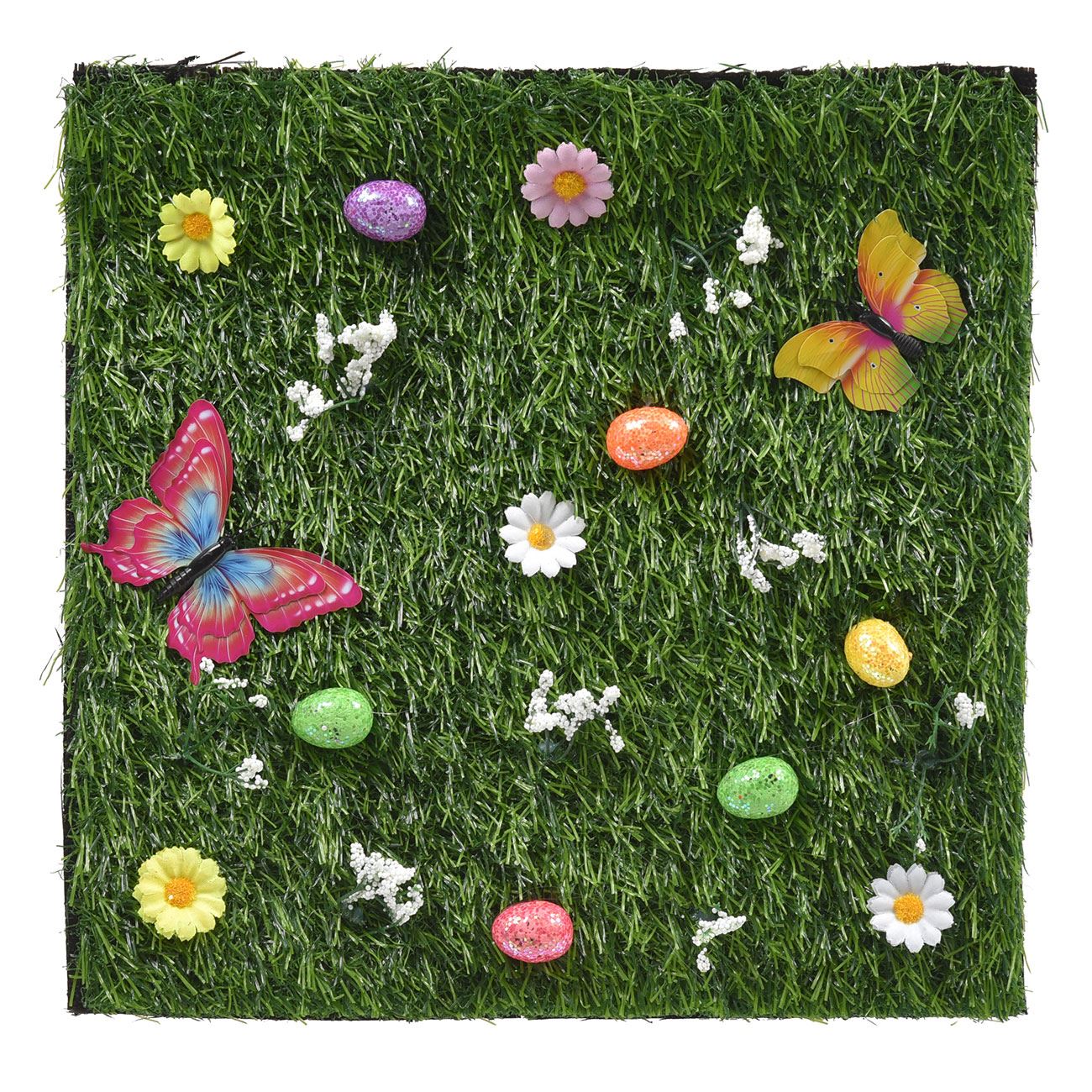 Húsvéti fű dekoráció pillangókkal Virágok & Tojás Gitterrel 30x30cm