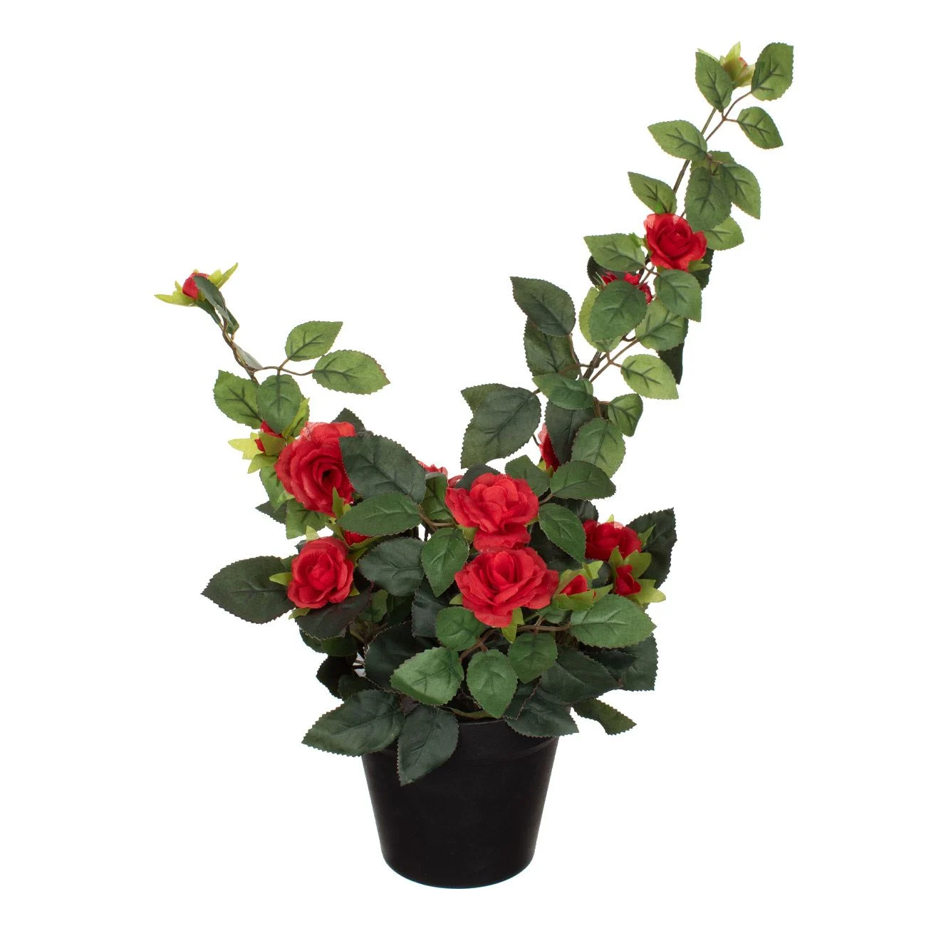 Cserepes piros rózsa művirág dekoráció 37 cm 