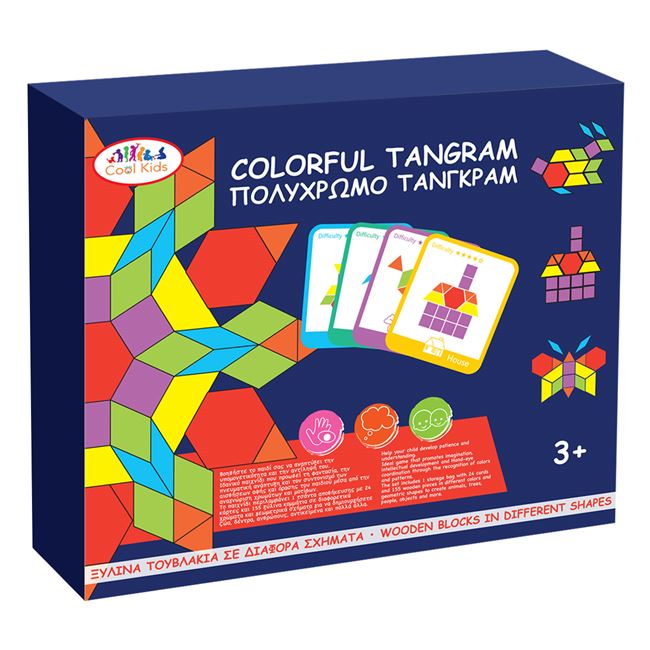 Tangram fa játék többszínű