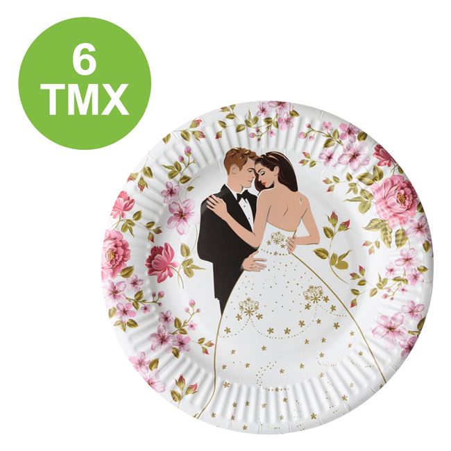 Esküvői parti tányér 18 cm - 6 db