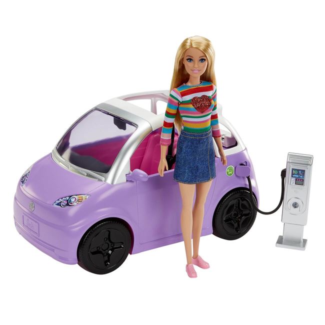 Barbie - Elektromos autó töltővel, felhajtható tetővel