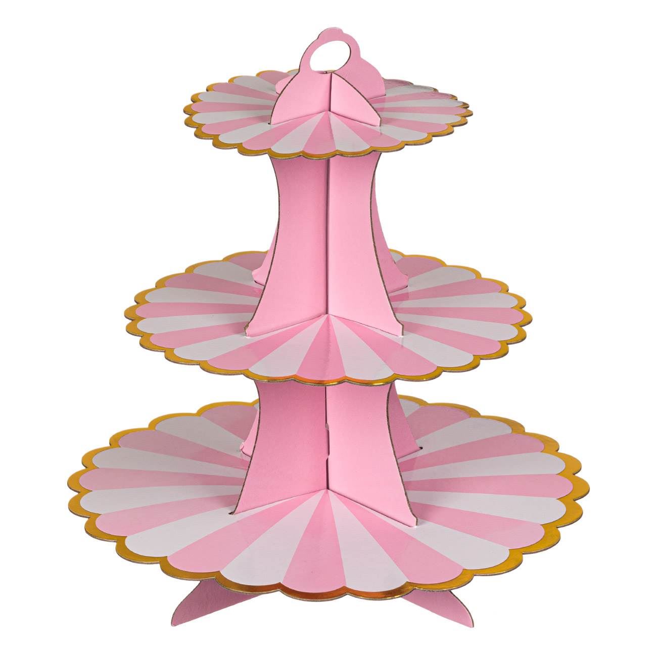 3 szintes tortatartó, süteménytároló rózsaszín 32cm