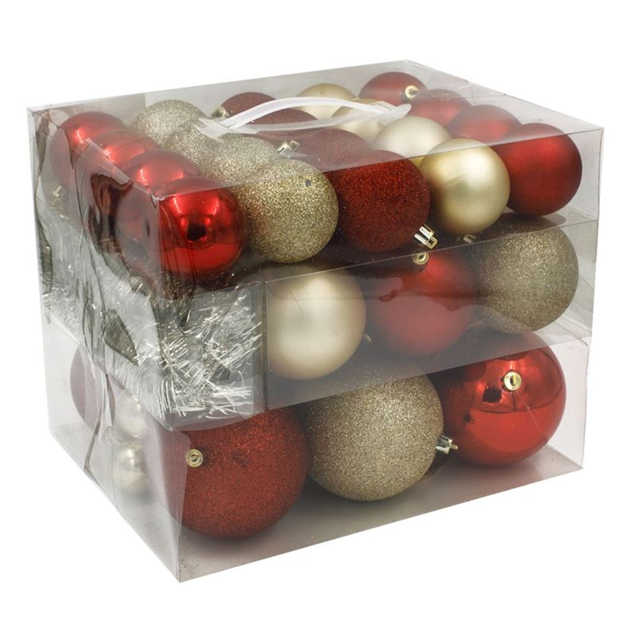 Piros/ Arany karácsonyfa gömb dísz 4-6-8-10cm - 52db