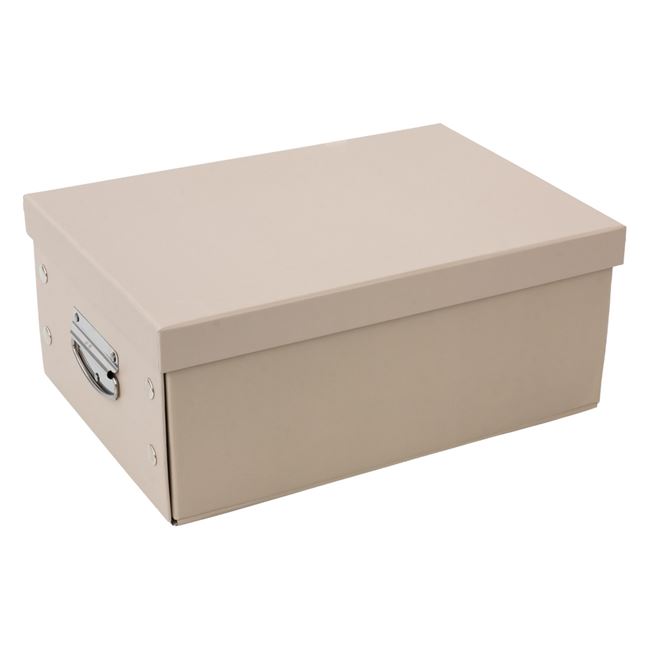 Bézs összecsukható karton tároló doboz 32x22x14cm