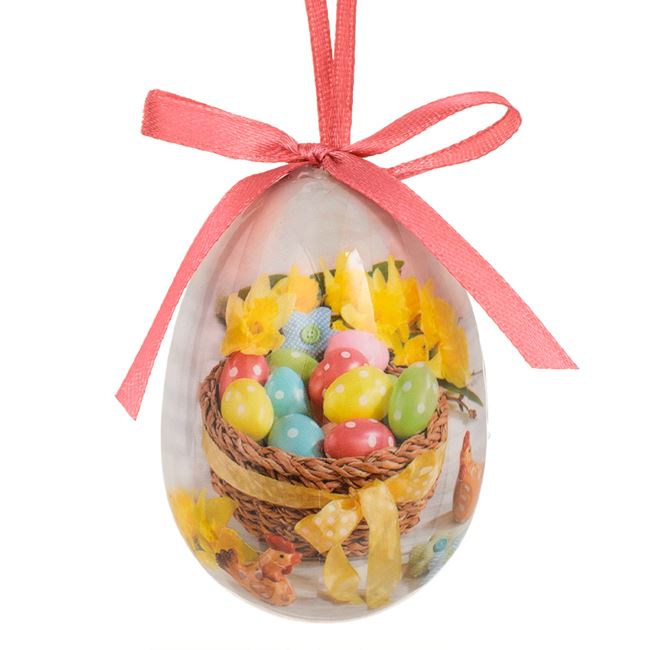 Dekoratív húsvéti tojás színes tojásokkal és nárciszokkal 7.5cm