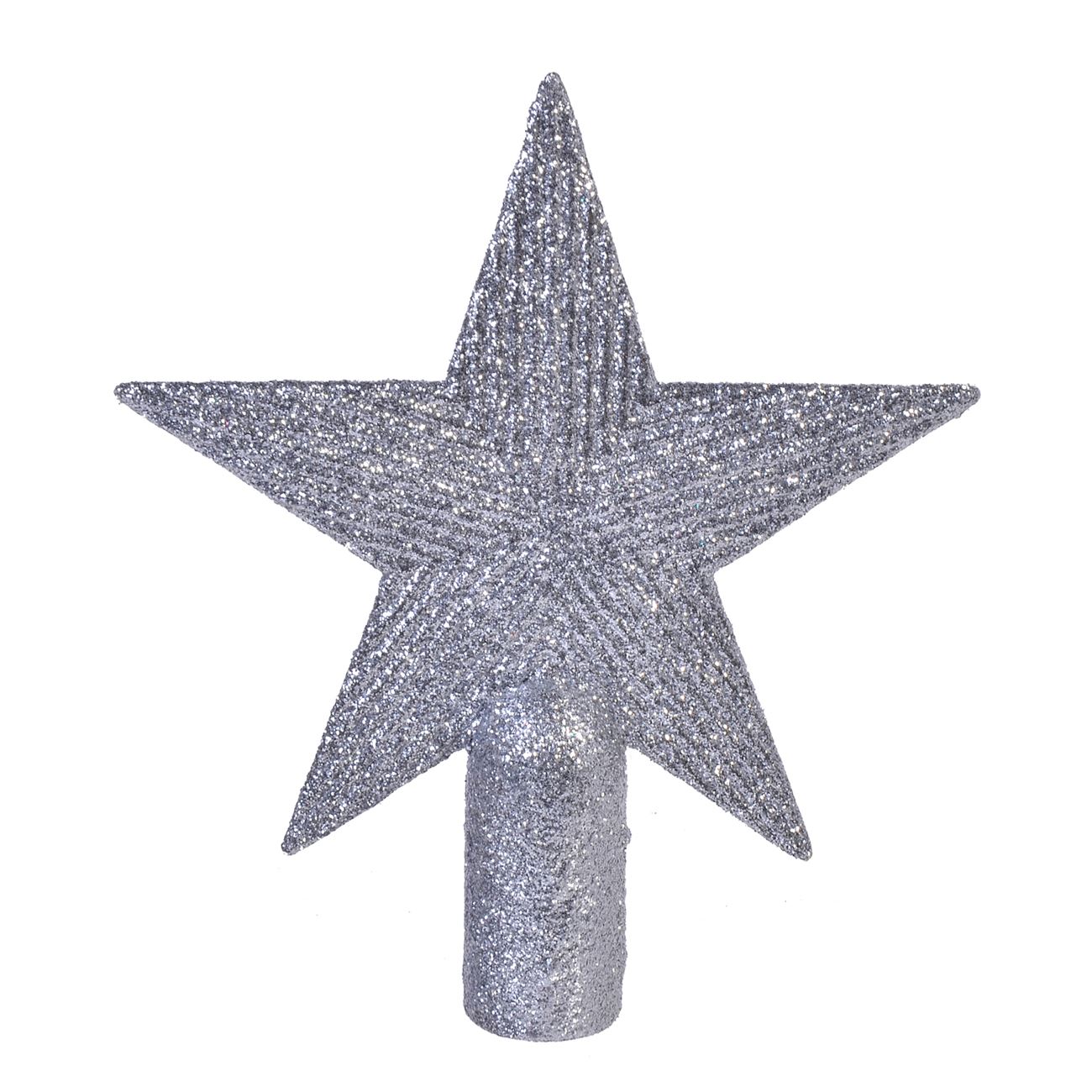 Ezüst csillag csúcsdísz 22 cm 