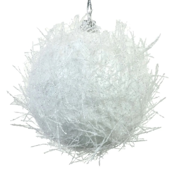 Karácsonyi bál készlet fehér csillogó fehér szálak 8 cm - 6 db.