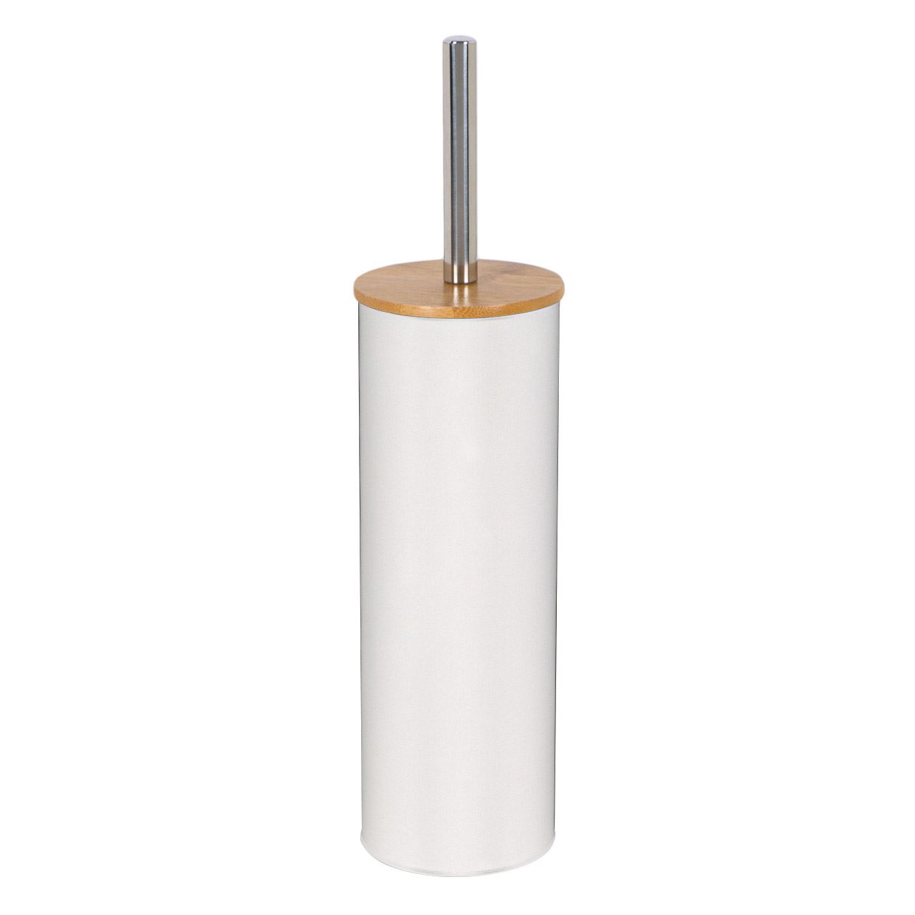 Wc kefe fémes fehér bambusz fedeles 9,7x38,5 cm