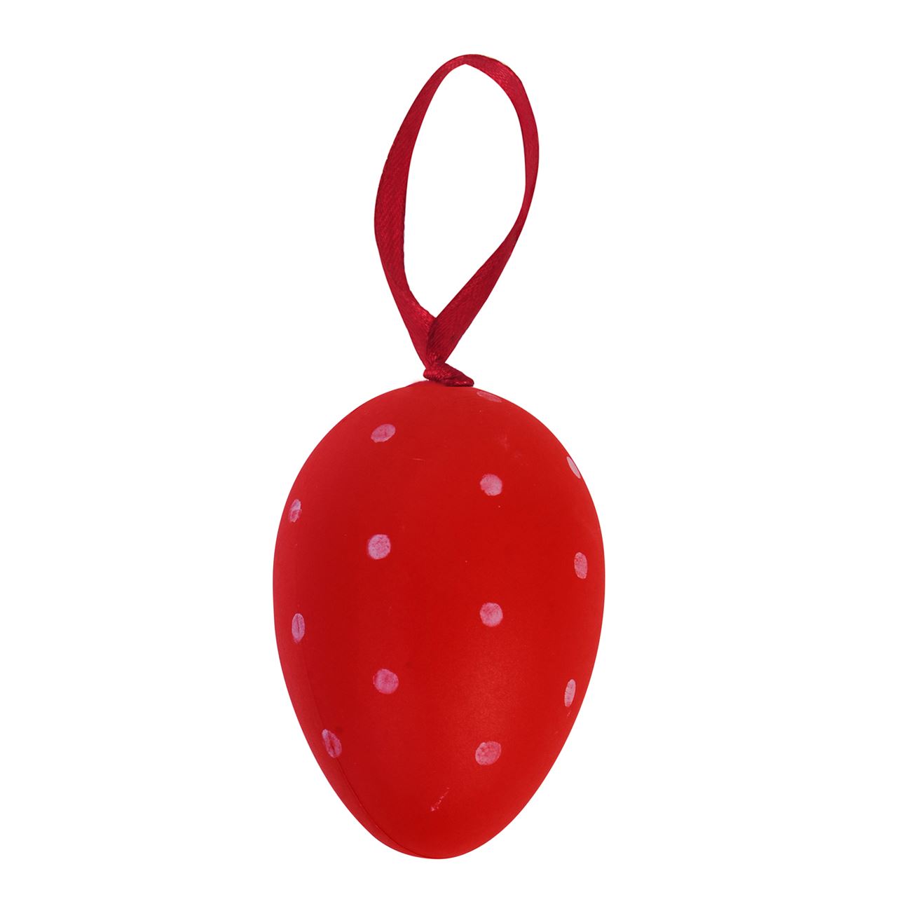 Húsvéti dekoratív tojások Piros pöttyös műanyag 5,5 cm - 6 db.