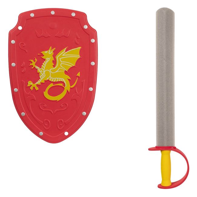 Piros sárga hab kard és pajzs játékkészlet 56cm