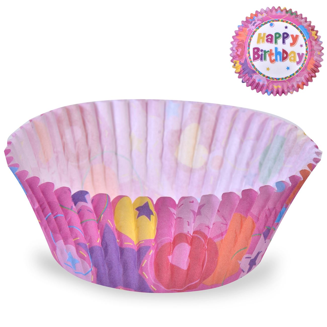 Muffin papír Happy Birthday rózsaszín 100 db