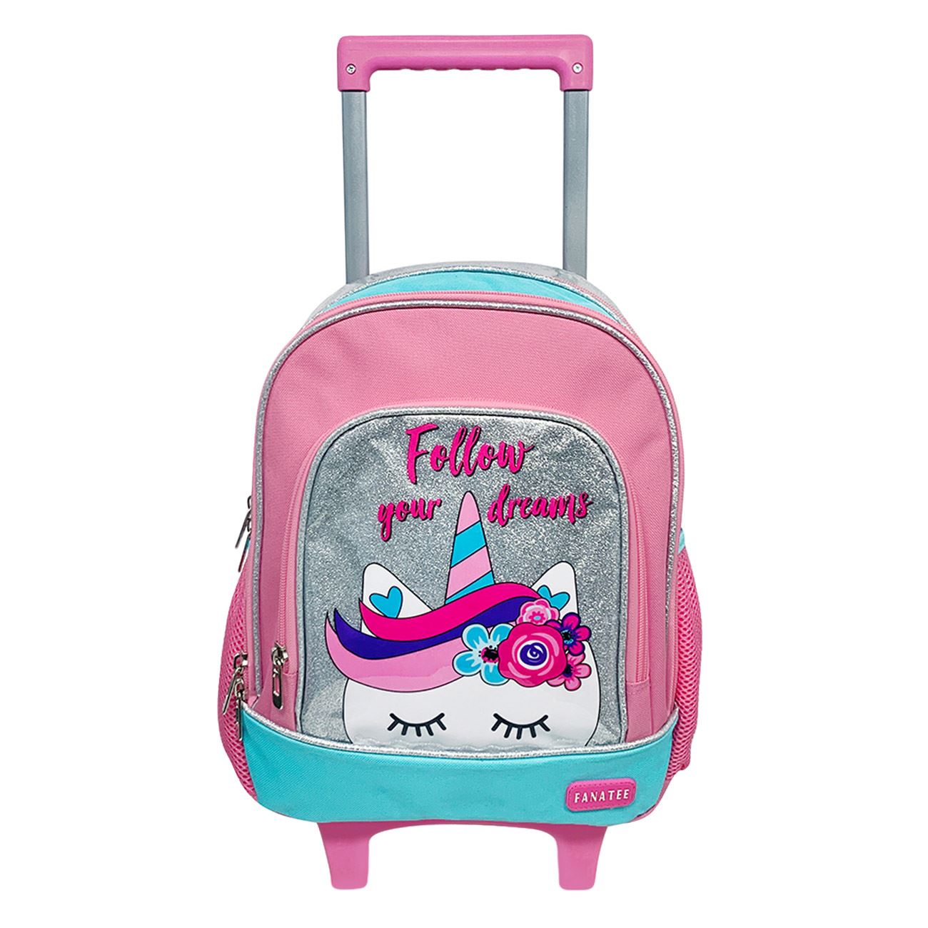 Óvodai húzható táska Pink Unicorn Glitter