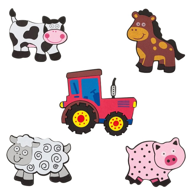 Habfali dekorációk Farm állatok és traktorok - 5 db.