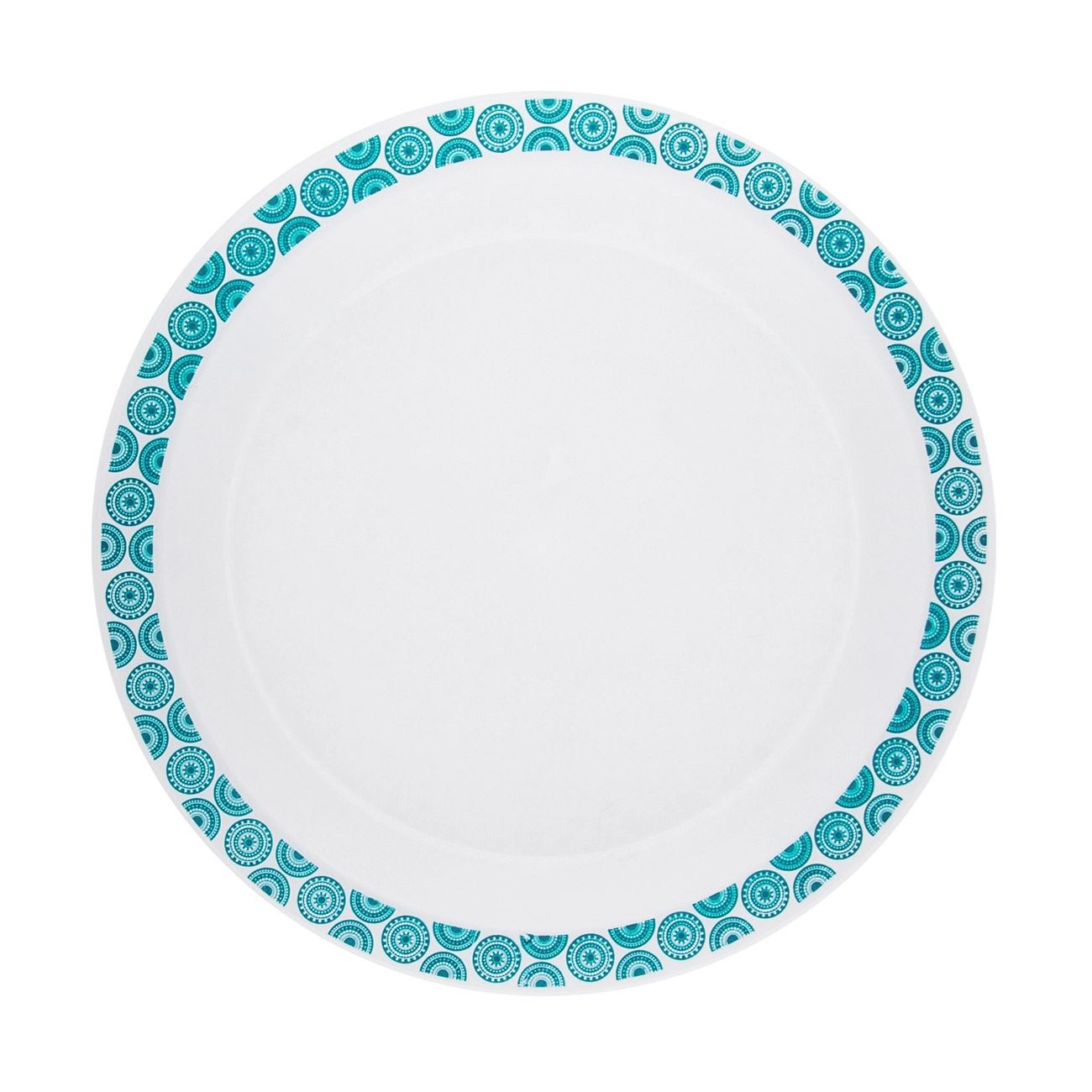 Műanyag átlátszó tányér türkiz mintával 21 cm