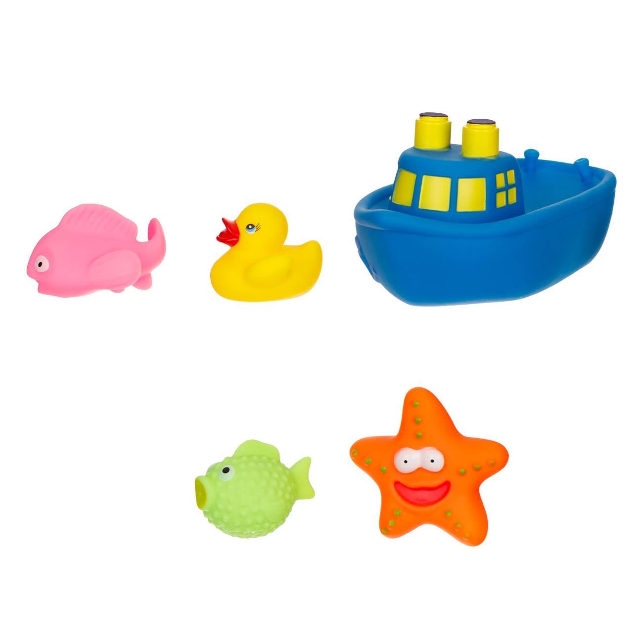 Vízi állatok hajóval, úszós játékkészlet - 5db
